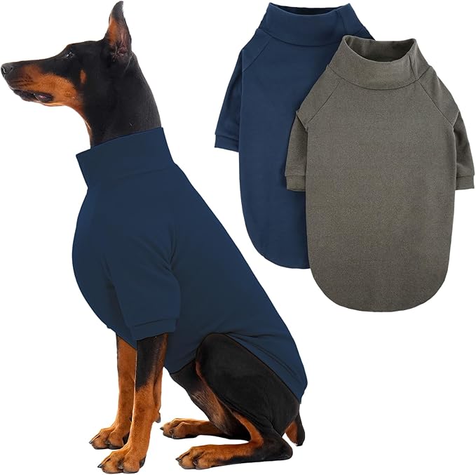 IECOii 2 Pack XXXXL Dog Fleece Sweater for Giant Breed Dogs, Warm Dog Turtleneck with Stretch for Great Dane Sweater, Fall Winter Pullover Dogs Sweatshirt with Sleeve,Outdoor Sweaters for Walking, 4XL