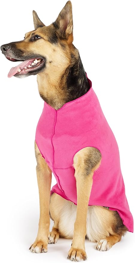 Goldpaw Stretchy Fleece Jacket for Small Dogs - Super Soft, Warm Dog Sweater - Pet Sweater Vest for Fall and Winter - Canine Clothes Made in The USA - Machine Washable - Fuchsia - Size 24