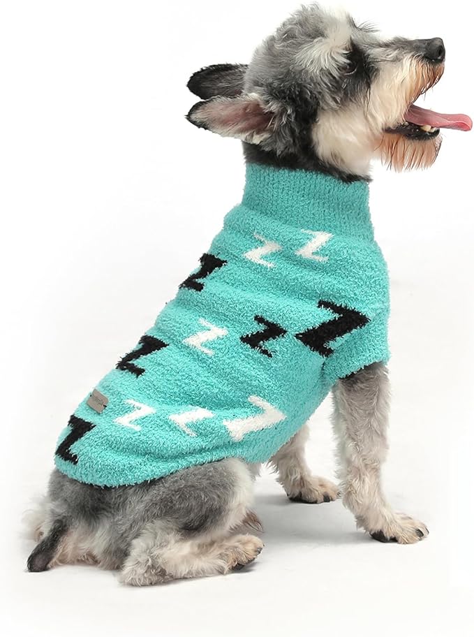 Dog Sweaters for Small Dogs Boy Girl Pet Pullover Sweater Puppy Clothes Cold Weather Cable Knitwear Thick Warm Outfits for Chihuahua Bulldog Dachshund Pug Yorkie (Turquoise-S)