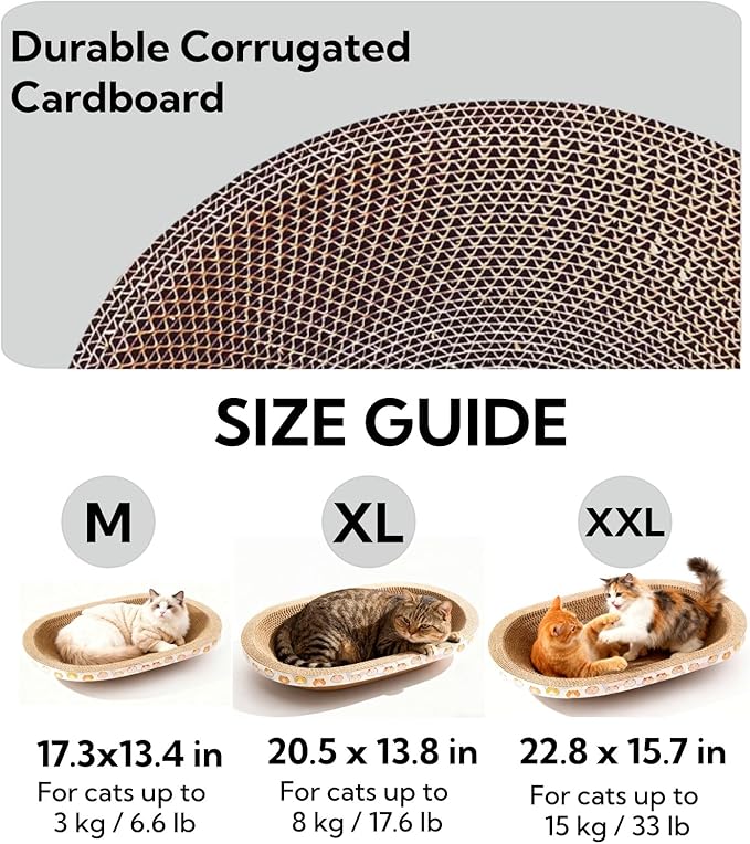 Spindro 5 Pack Large Cat Scratcher Cardboard, Oval Cat Scratcher Bed Cat Scratch Pad Board Lounge Couch for Indoor Cats Bowl Shaped Cat Scratching Post Nest for Cats Grinding Claw Furniture Protector