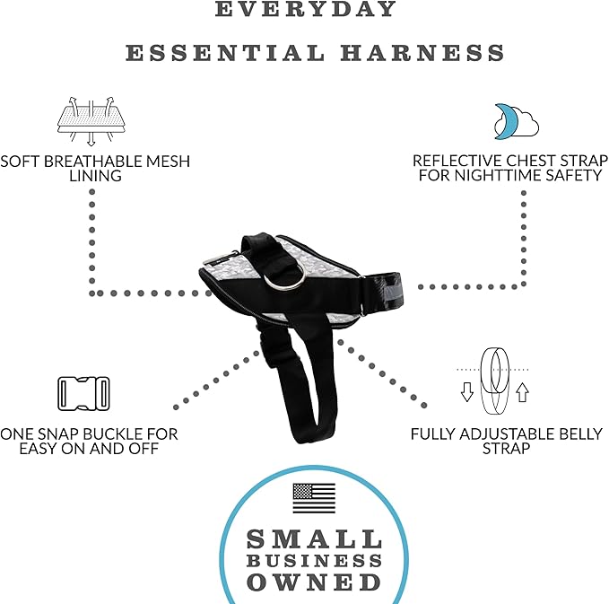 ShawnCo Essential Dog Harness, No-Pull Pet Vest with 3 Leash Clips, No Choke, Reflective, Adjustable and Padded, for Easy Walking and Training for Small, Medium and Large Dogs (Arctic Camo, XS)