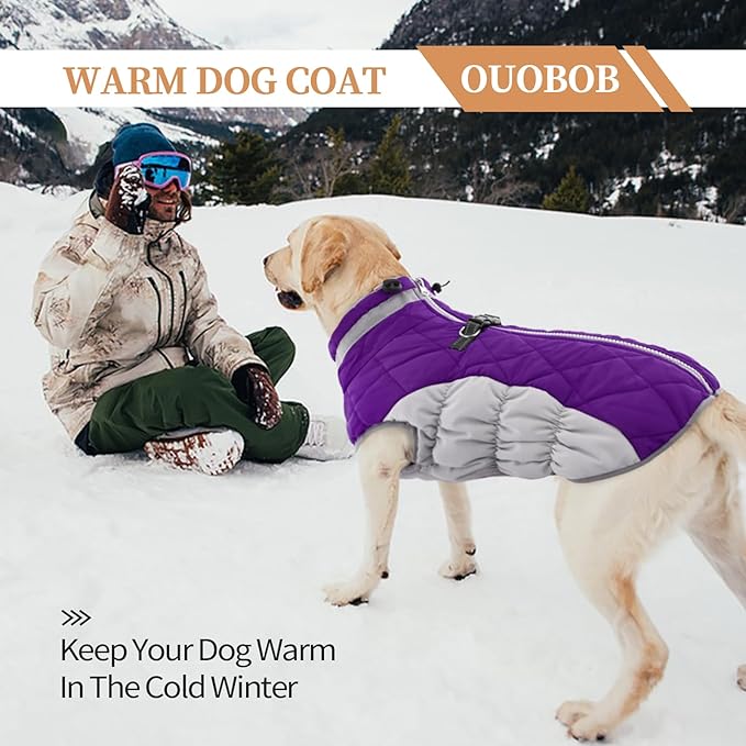 Dog Winter Jacket Cozy Reflective Waterproof Windproof Warm Pet Garment,Comfortable Cold Weather Fleece Apparel Outfits with Zipper Closure for Small Medium Large Dogs Puppy Walking,XXX-Large