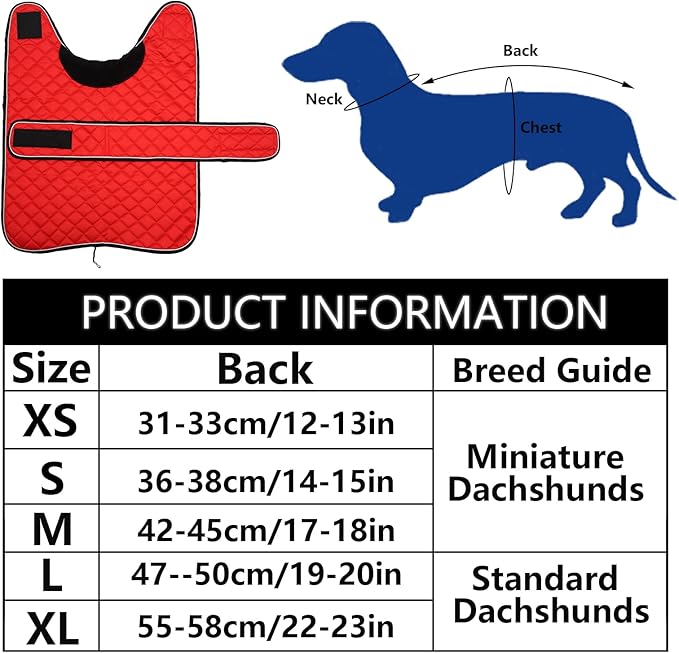 Dachshund Coat Dog Coats for Dachshunds Dachshund Winter Jacket with Padded Fleece Outdoor Dog Clothes with Adjustable Bands - Red - L