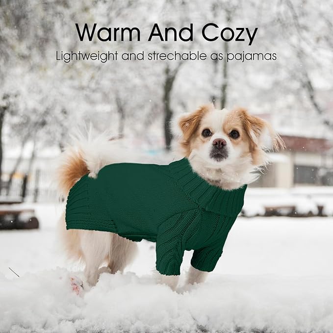 Dog Sweaters for Small Medium Large Dog, Classic Turtleneck Pet Clothes Warm Thermal Doggy Winter Coat, Thick Double Knitting Collar Pullover Cold Weather Puppy Jacket for Indoor & Outdoor Wear
