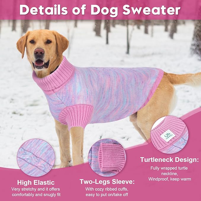 Pet Clothing,Turtleneck Dog Sweater,Sweaters for Dogs Boys and Girls,Pullover Dog Sweaters,Pet Knitted Clothes,Fit for Different Kinds Dogs,for Spring,Autumn and Winter(Pink L)