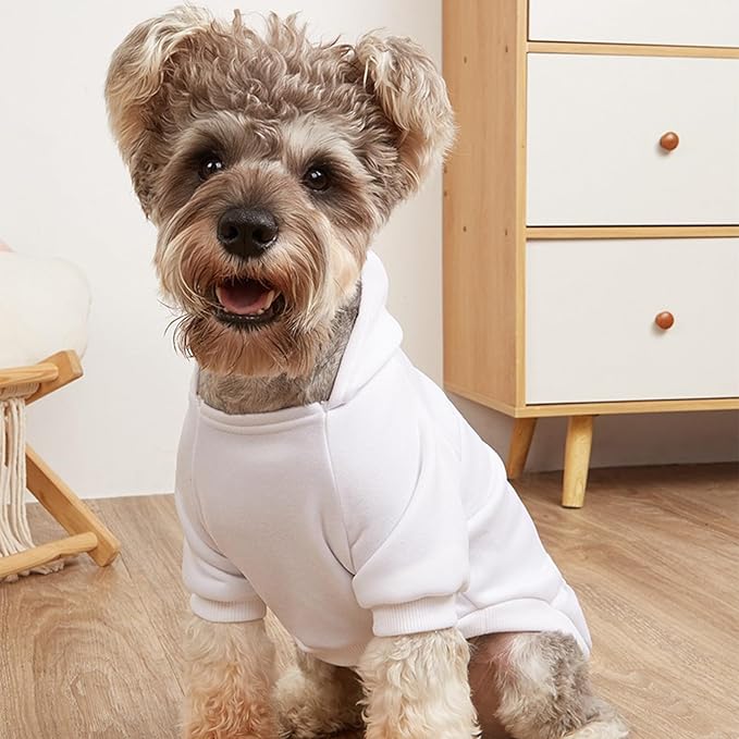 Jecikelon Winter Dog Hoodie Sweatshirts with Pockets Warm Dog Clothes for Small Dogs Chihuahua Coat Clothing Puppy Cat Custume (White, X-Large)