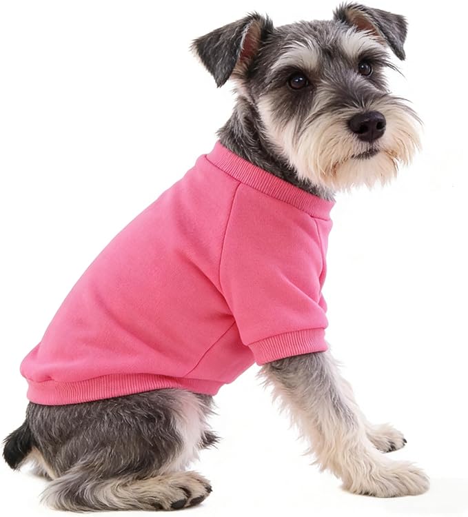 2 Pack Dog Hoodie for Small Dogs, Dog Sweatshirt Soft Warm Pullover Dog Clothes with Ribbed Cuffs for Schnauzer/Poodle/Chihuahua (Red+Pink, X-Large)