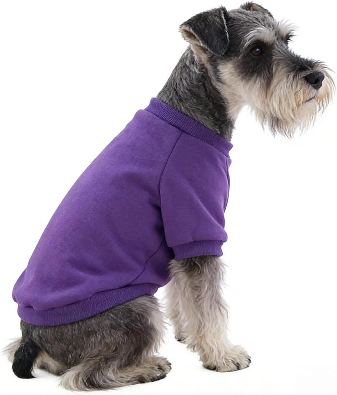 2 Pack Dog Hoodie for Small Dogs, Dog Sweatshirt Soft Warm Pullover Dog Clothes with Ribbed Cuffs for Schnauzer/Poodle/Chihuahua (Blue+Purple, X-Large)
