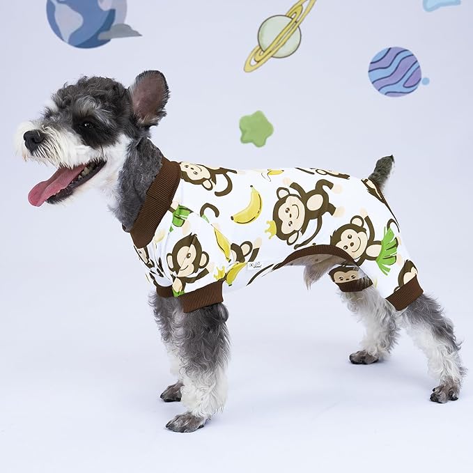 XPUDAC 4 Pack Dog Pajamas Comfy Strechy Doggie Pjs Puppy Clothes for Small Medium Dogs Boy Girl Cat Pet Outfits, M