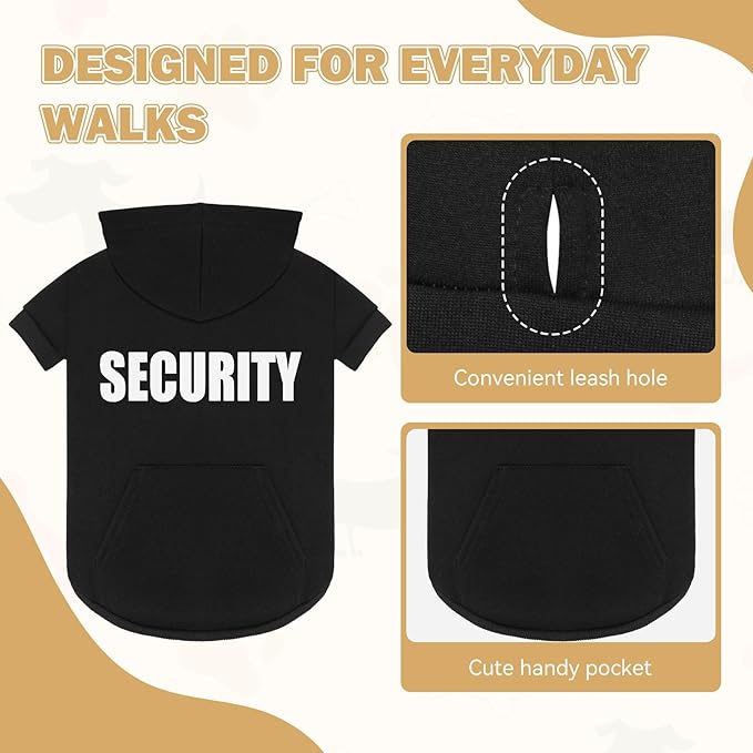 3XL Dog Sweaters for Large Dogs,Security Dog Hoodie,Warm Brushed Fleece Sweatshirt with Hood & Pocket,Leash Hole,Cozy Cold Weather Pet Clothes Sweater for Small,Medium,and Large Dogs,3XL