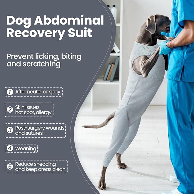 Nanaki Dog Surgery Suit Female Spay, Leg Sleeves for Dog Rear Legs, Doggy Onesie for Surgery Female, Doggy Recovery Suit Male Abdomen, Pet Wound Care Heal Protector, Surgical Suits for Pet Spay
