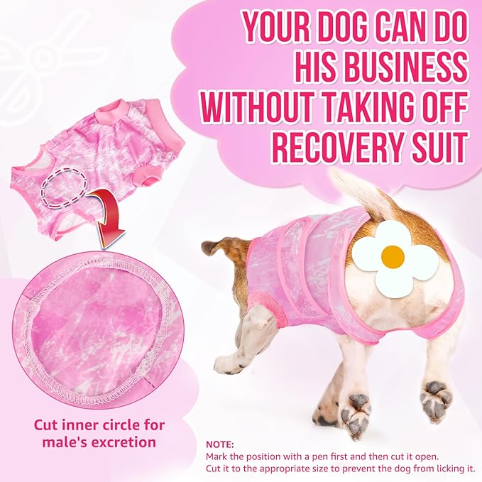 SlowTon Dog Surgery Recovery Suit - Zipper On Dog Onesies After Surgery for Female Male Dogs, Abdominal Wounds Bandages Cone/E-Collar Alternative Dogs Surgical Body Suit Shirt (Pink, XXL)