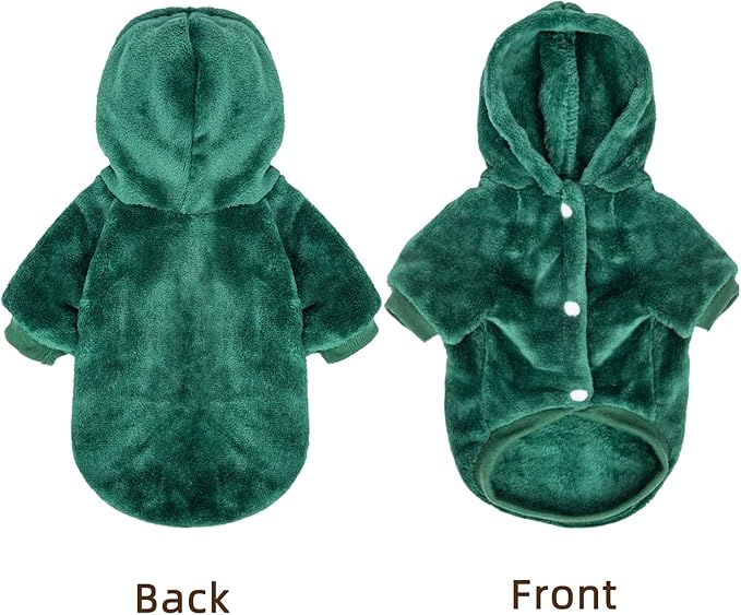 FabriCastle Dog Hoodie Sweater for Small Dogs Boy and Girl, Dog Clothes XS XXS Puppy Sweatshirt, Pet Outfit, Cat Clothing Super Soft Warm Snap On Closure (Dark Green, X-Small)