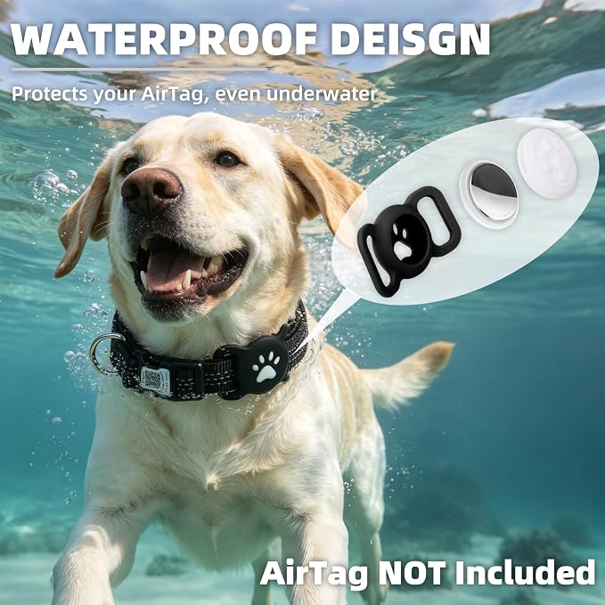 PUPTECK Airtag Dog Collar, Reflective with QR Code Buckle, Waterproof AirTag Holder Outdoor Tracking Pet Collars, Adjustable Soft Padded Durable for Small Medium Large Dogs Walking Training, Black M