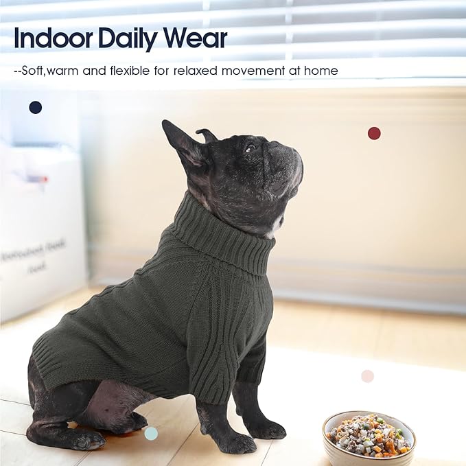 IECOii Dachshund Sweater,Turtleneck Dog Sweater for Small Medium Dogs Girl Boy,Stretchy & Breathable,Warm Knitted Pullover Coat,High Neck Knitwear for Cold Weather Indoor & Outdoor Wear (Grey,M)