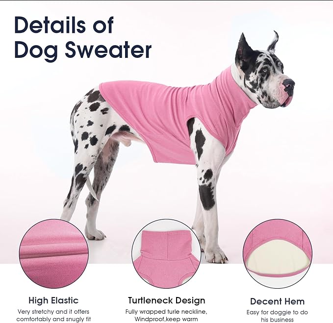IECOii Small Dog Sweater,Stretch Fleece Vest - Pink, Medium,Warm Pullover for Winter Spring and Fall, Soft & Lightweight Dog Sweatshirt Indoor Outdoor Clothes,Turtleneck for Small Medium Dogs Girl Boy