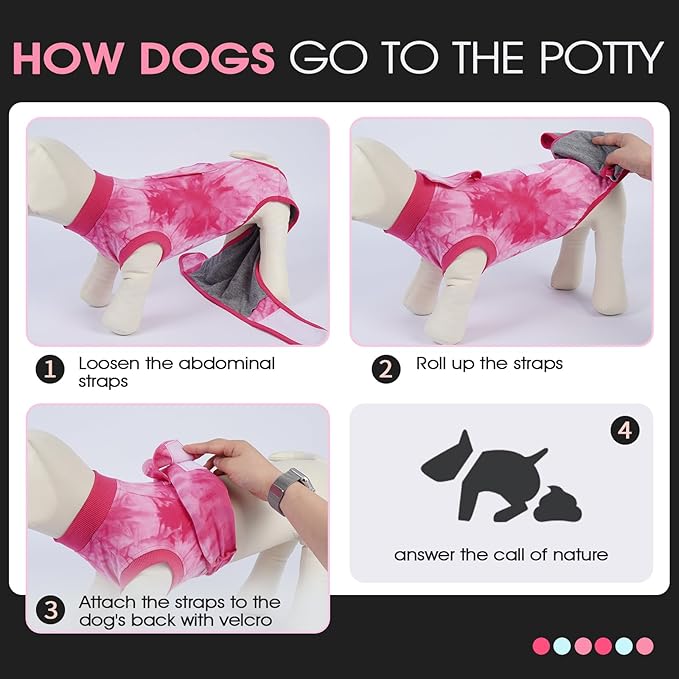 FUAMEY Surgery Recovery Suit for Large Dogs,Dog Surgery Suit Female Spay Male Dogs Neuter Recovery Shirt Dog Onesie Anti Licking Abdominal Wounds Pet Bodysuit Skin Conditions Rose Dye L