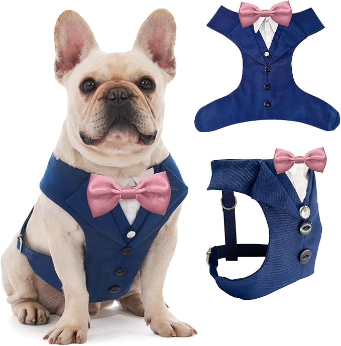 AVERYDAY Dog Tuxedo for Wedding Outfit, Dog Suit and Tie Costumes for Birthday, Halloween, Cosplay, Christmas Party, Pet Formal Wear with Bowtie, Tux for Medium Large Dogs, Bulldog, Labrador, Husky