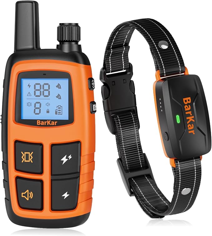 BarKar Dog Shock Collar with 4 Training Modes, IPX7 Waterproof Dog Training Collar with IPX4 Remote, 2600FT Electric Collar with Beep, Shock, Vibration & Shock Boost for All Breeds