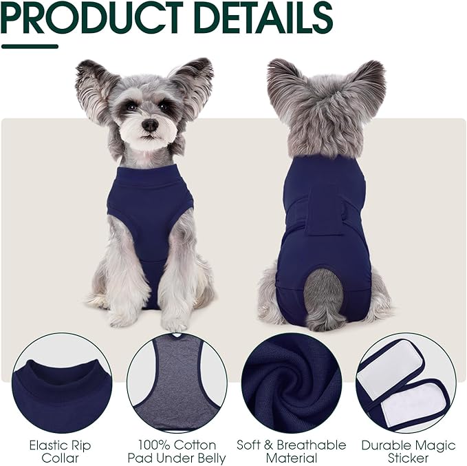 Kuoser Dog Surgery Suit - Female Spay & Male Neuter Recovery Onesie, Anti-Licking Abdominal Wounds Pet Surgical Recovery Bodysuit, Substitute E-Collar & Cone