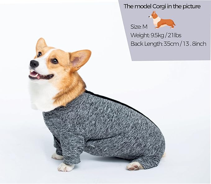 Dog Surgery Recovery Suit, Puppy Cat Onesie for Shedding Skin Disease Wound Protection, Medical Pet Surgical Suit w/Long Sleeve, Dog Pajamas (Black Grey, X-Small)