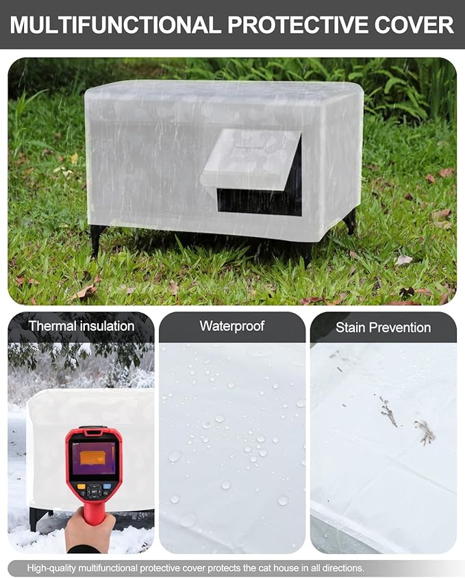 Outdoor Heated Cat House in Winter,Extremely Insulated & Weatherproof,Elevated Feral Cat Shelter with Waterproof Eaves & Escape Door for Outside Stray Barn Cat (Dark Camo,S)