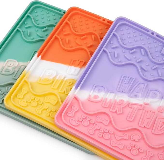 CHEWFFON Dog & Cat Lick Mat, Birthday Silicone Licky Pad, Lavender Dream