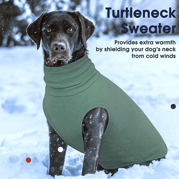 IECOii Small Dog Sweater,Stretch Fleece Vest - Green, Medium,Warm Pullover for Winter Spring Fall, Soft & Lightweight Dog Sweatshirt Indoor Outdoor Clothes,Turtleneck for Small Medium Dogs Girl Boy