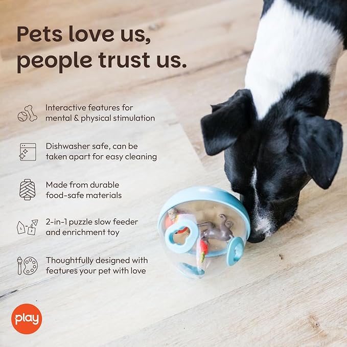 Wobble Ball Interactive Food & Treat Dispensing Puzzle Toy for Puppies & Dogs - Slow Feeder, Mental Enrichment, Forage Skills, Training, Relieves Boredom - Dishwasher Safe, Easy Clean (Pumpkin Orange)