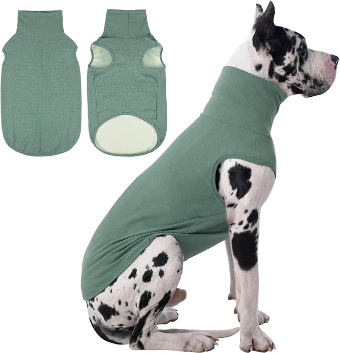 IECOii 4XL Dog Sweater - Stretch Fleece Sweater with Turtleneck,Green,XXXX-Large, Warm Pullover Sweatshirt Pajamas for Indoor Sleeping/Outdoor Walking, Comfort Fit for Giant Breeds Like Great Dane