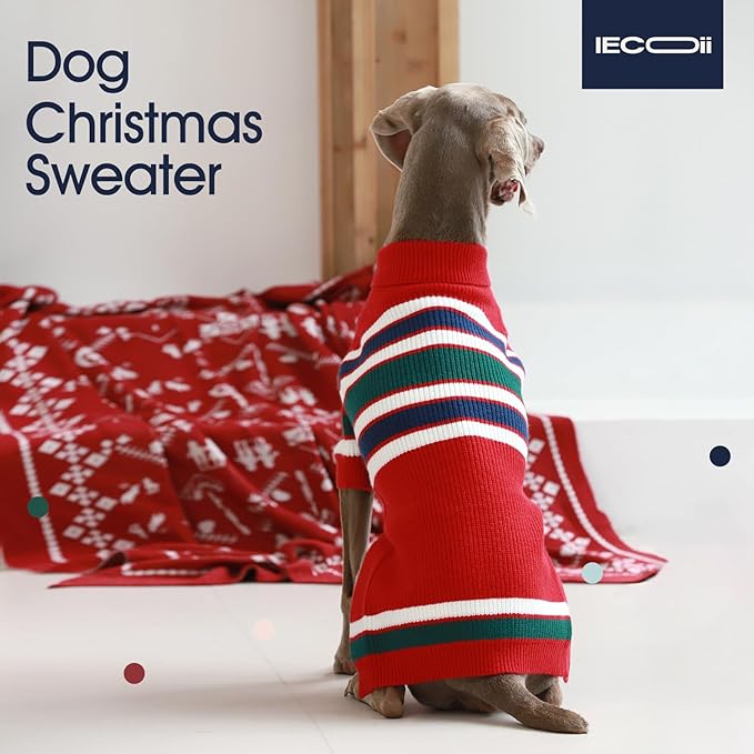 IECOii XXXXL Dog Sweater - Knitted Big Dog Sweater for Extra Large Breeds, Cold Weather Outfits for Doberman, Great Dane, Red Dog Sweater