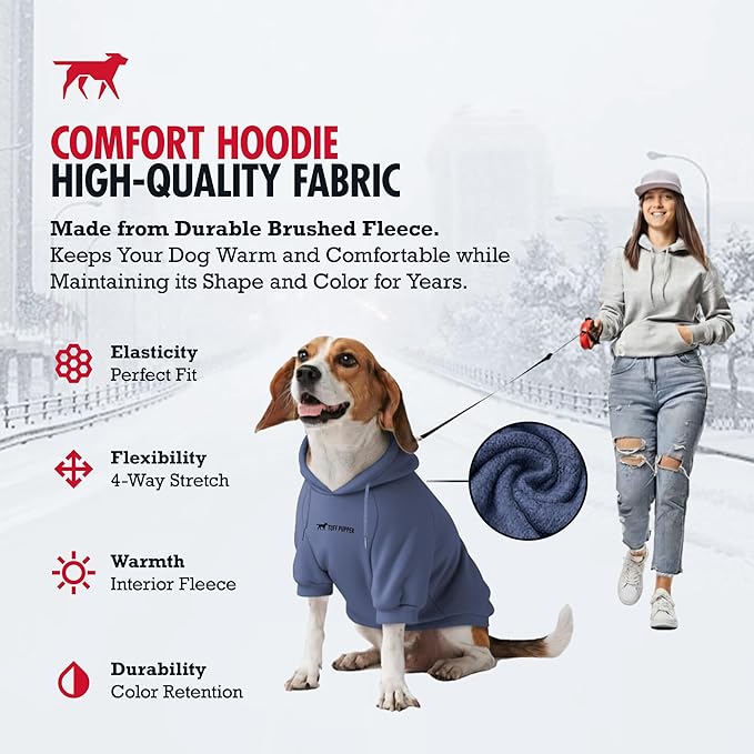 Tuff Pupper Dog Hoodie | Premium Quality Insulated Fabric | Ultra Soft Interior for Superior Comfort | Elastic Cuffs & Drawstring for Warmth | Stretch Fit Suitable for All Breeds (Blue, XXL)