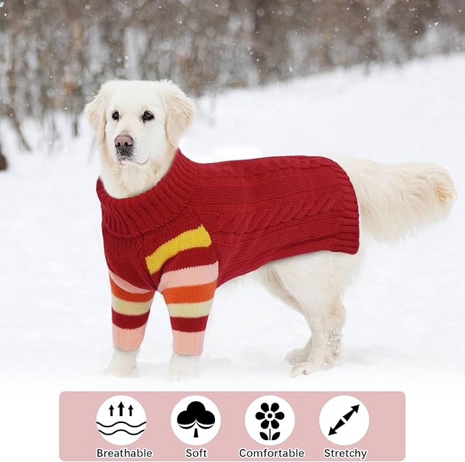 Dog Sweaters Turtleneck, Large Dog Sweater Thick Warm, Stretchy Winter Sweaters for Large Size Dogs, Warm Thick Christmas Dogs Sweater, St Bernard, Great Dane (Red XXXXXL)