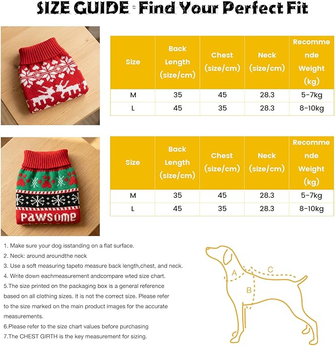 2 Pack Dog Cat Sweaters Size M - Warm Knit Pet Sweater Bundle for Small Dogs Cats 5-7kg, Soft Turtleneck Winter Pet Clothes with Colorful Patterns, Pullover Apparel for Puppies Kittens Small Pets