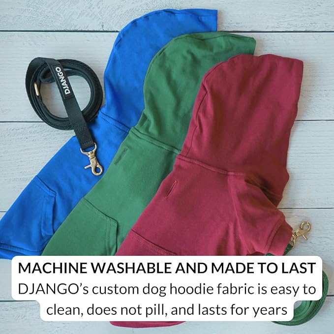 DJANGO Dog Hoodie – Warm Winter Dog Sweater & Fully Lined, Cozy Sweatshirt for Small & Medium Dogs, Dachshunds – Soft, Stretchy, Puppy Hoodie with Leash Portal, Elastic Waistband – Burgundy Red, Small