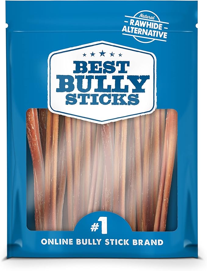 Best Bully Sticks 12 Inch Thin Bully Sticks for Dogs - 24 Count (Pack of 1) - Natural Grain and Rawhide Free, Puppies, Seniors, Small Breeds