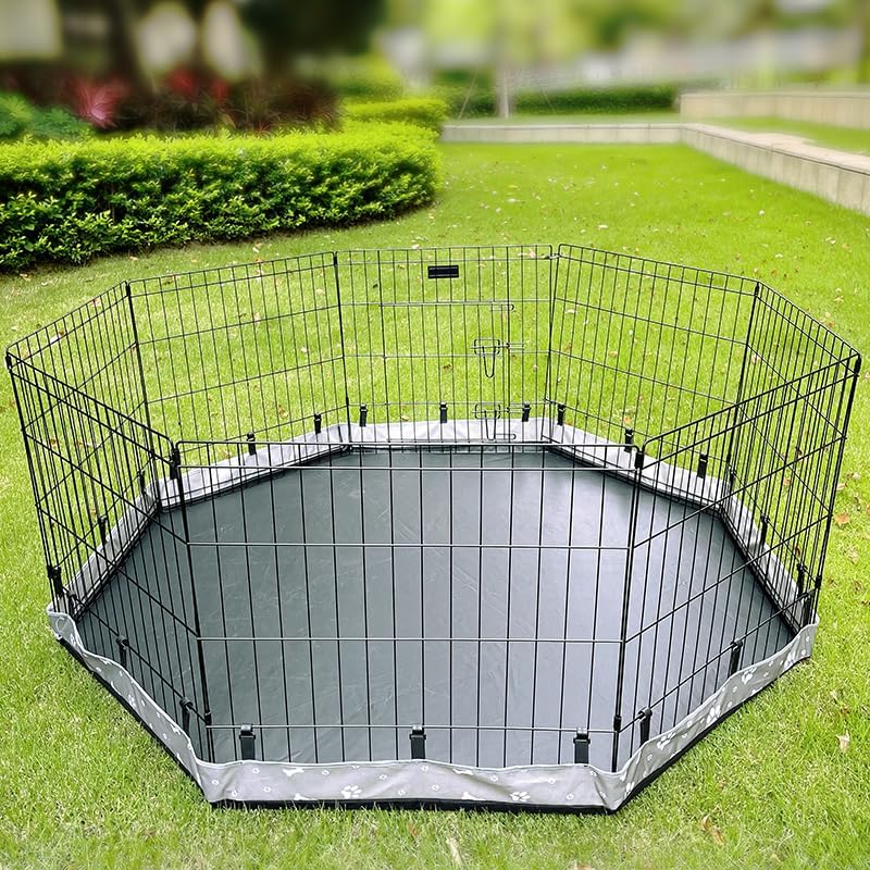 Dog Playpen Bottom Pad Fits for 24 Inch 8 Panels Regular Octagon Metal Exercise Pet Playpen, Dog Crate Pad Puppy Playpen Pad. (Note: Playpen Not Included) -Gray