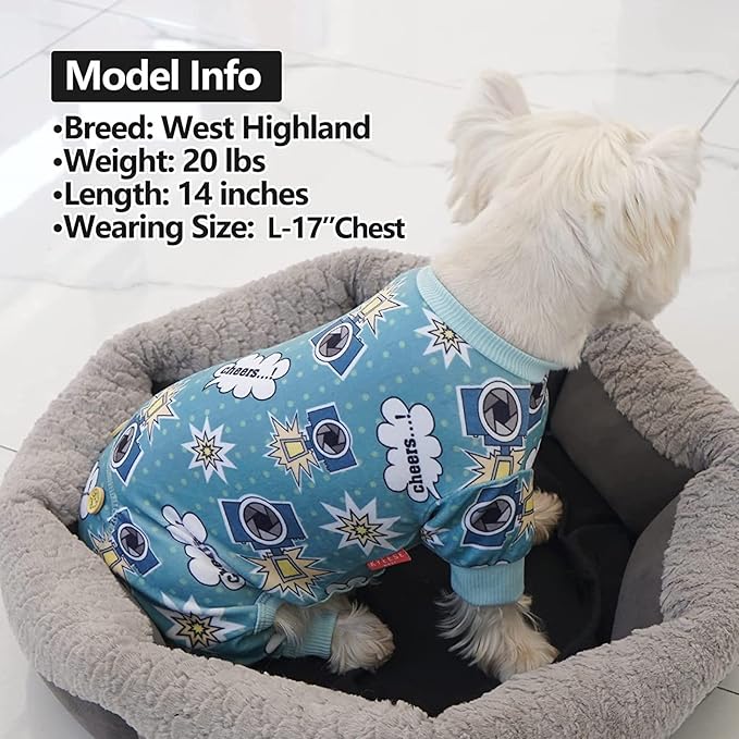 KYEESE Dog Pajamas Velvet Dog Pajamas Small Sized Dogs Dogs Pjs with Camera Pattern Soft Doggie Jammies Stretchy Doggie Clothes Puppy Onesie Comfy Pet Coat Pet Costume, X-Small