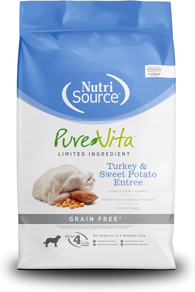 Nutri-Source Pure Vita Grain-Free Turkey And Sweet Potato Dry Dog Food, 5 Pound Bag