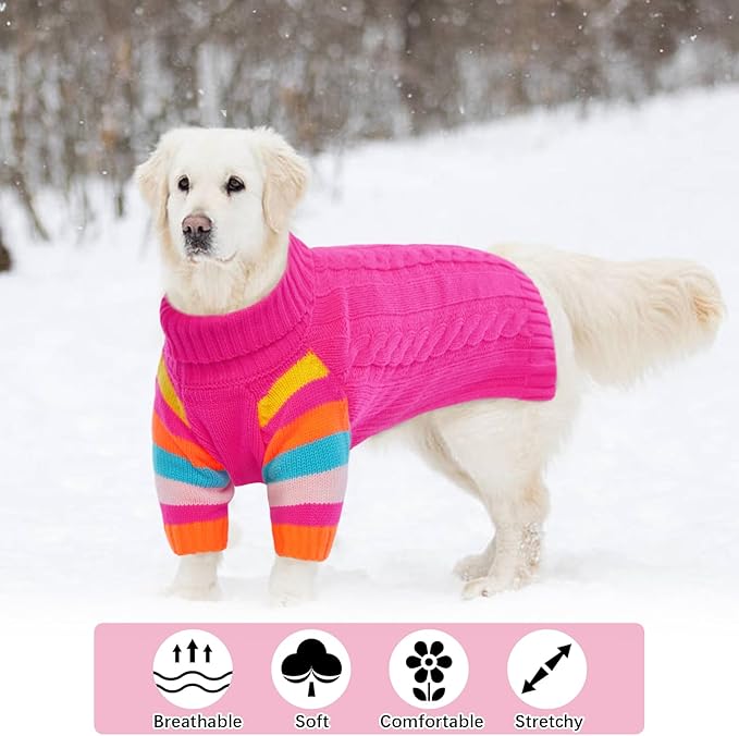 XLarge Dog Sweaters Male Female, Large Dog Sweater Turtleneck Stretchy, XL Dogs Sweaters for Winter Spring Autumn Christmas, Sweater for Extra Large Dogs Collie Pitbull, Pet Knitwear XL