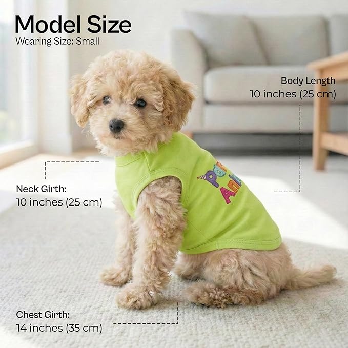 Parisian Pet Dog Tshirt - Embroidered “ Party Animal “ Dog Shirt - 100% Cotton and Lightweight Pet Clothes - Machine Washable Pet Shirts for Small Dogs - Pet Vest - S