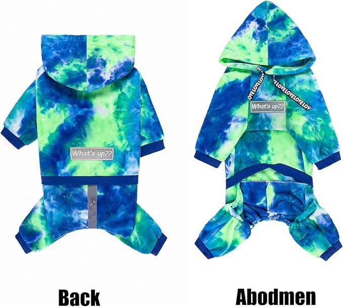 Dog Hoodies Winter Coat for Large Medium Dogs, Pullover 5 Legs Warm Coat Hooded Sweatshirt, Fleece Hoodie for Cold Weather (Bandhnu Green, X-Large)
