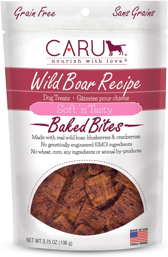 CARU - Soft 'n Tasty Baked Bites - Wild Boar Bites Dog Treats - Flavorful Training Treats - 3.75 oz.