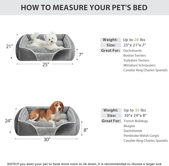 RRPETHOME Dog Beds Medium Sized Dog,Washable Rectangle Dog Bed for Medium Dogs,Orthopedic Pet Sofa Bed, Dog Couch Bed with Anti-Slip Bottom