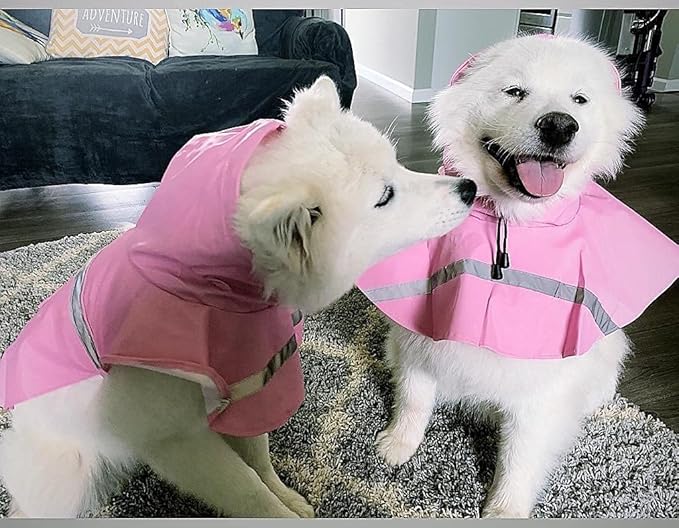 HAPEE Dog Raincoats with Reflective Strip Hoodie,Poncho Jacket for Large Dogs fit Golden Retriever Doodle (D4-Pink, 16A (20-30 lbs))