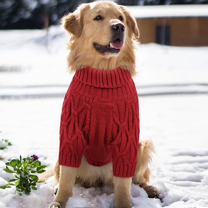 Small Dog Sweater, Dog Sweaters for Small Dogs Girl, Doggy Thermal Knitted Winter Sweater Pet Clothes Doggie Turtleneck Sweatshirts Puppy Outfits, Red S