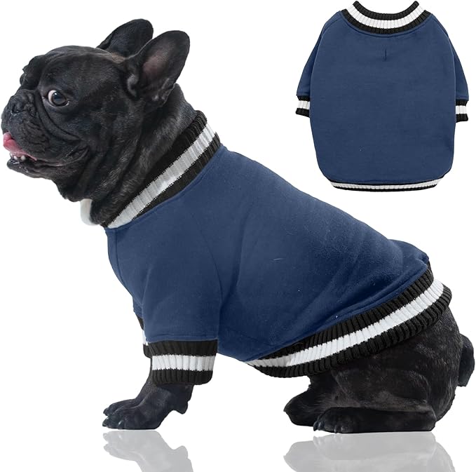 FUAMEY Dog Pullover Sweatshirt，Dog Winter Sweaters Warm Dog Clothes Dog Vest Thick Puppy Pullover Soft Pet Fleece Sweater Cute Doggie Boy Girl Outfit for Small Medium Dogs Blue XS