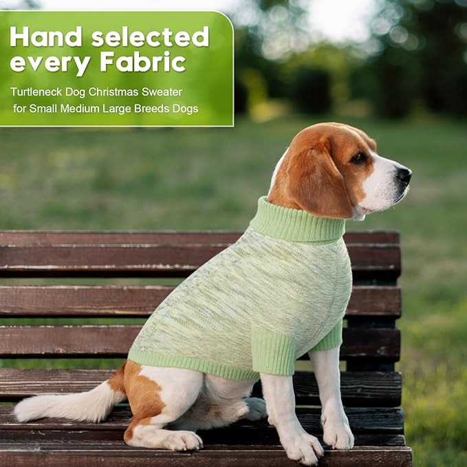 Pet Clothing,Turtleneck Dog Sweater,Sweaters for Dogs Boys and Girls,Pullover Dog Sweaters,Pet Knitted Clothes,Fit for Different Kinds Dogs,for Spring,Autumn and Winter(Green XL)