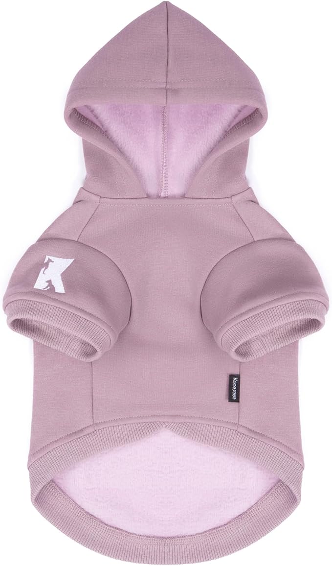 Koneseve Dog Hoodie & Cat Sweater, Warm Fleece Hooded Sweatshirt with Pocket for Small to Large Pets, Cozy Winter Outfit, Purple, 5XL