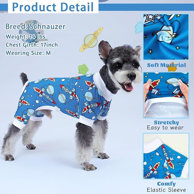 XPUDAC Dog Pajamas Clothes for Small Dogs Boy, Doggie Pjs Puppy Onesies Outfits Pet Clothes Christmas Pajamas, 4 Styles (Universe, X-Small)